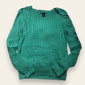 H&M Womens Essential Green Cable Knit Classic Pullover Sweater Small